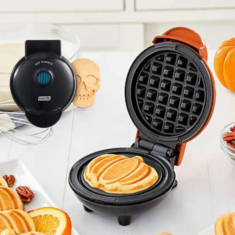 Holiday Mini Waffle Maker Machine for Individual, Paninis, Hash Browns, Keto, Chaffles, and More