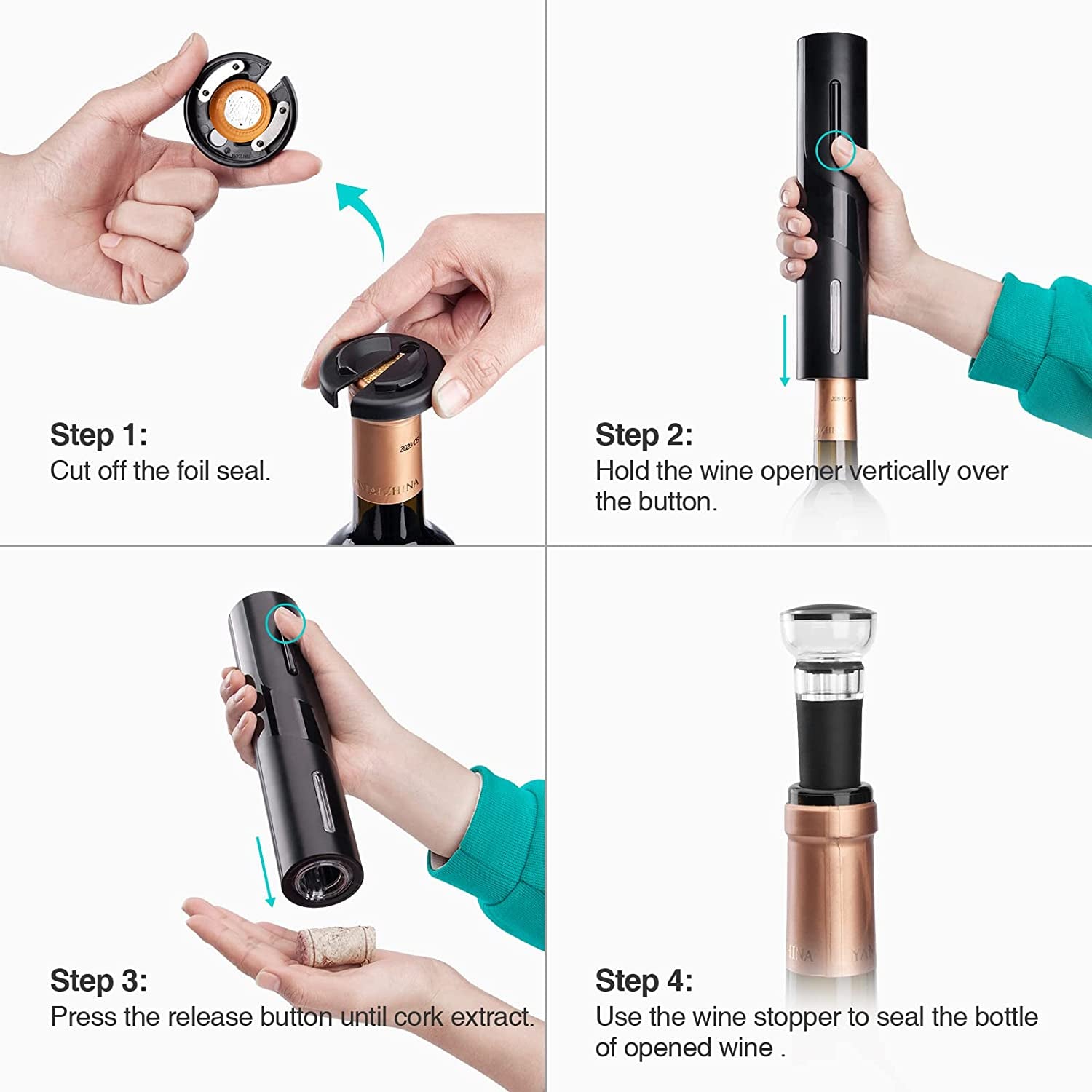 Automatic Wine Bottle Opener & Corkscrew Gift Set