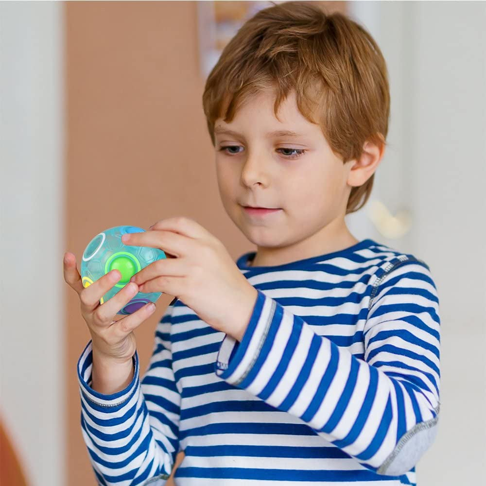 Set of 2 Rainbow Puzzle Ball Cube Magic Rainbow Ball Puzzle Bundle Stress Fidget Ball Brain Teasers