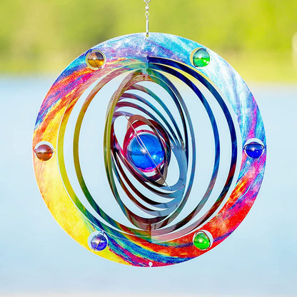  Kinetic Wind Spinner for Yard and Garden Wind Spinner Outdoor Metal Large Hanging Plantary Decor 3D Garden Art Wind Sculpture Spinners Kinetic Art Garden Decorations