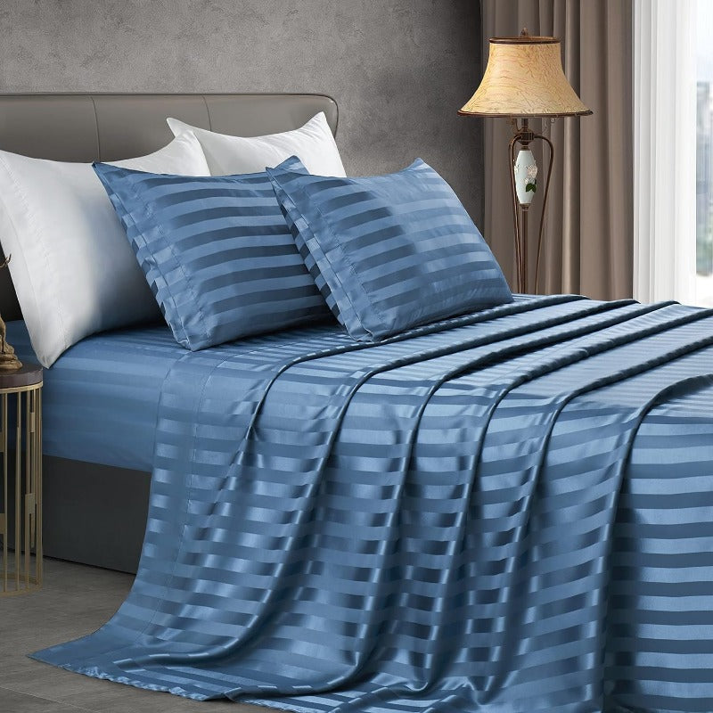 Soft Silky Satin Sheets Set, Luxury Bedding Sheet Set(1 Satin Fitted Sheet, 1 Satin Flat Sheet, 2 Satin Pillow Cases(Twin/1Pillow Case)