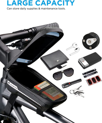 Bike Phone Holder Bike Phone Mount, 3D Hard Eva with 0.25mm Sensitive TPU Touch-Screen, with Rain Cover for Phones under 6.9''