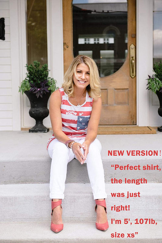 Womens Patriotic American Flag Print Summer Sexy Sleeveless T-Shirts Tank Top