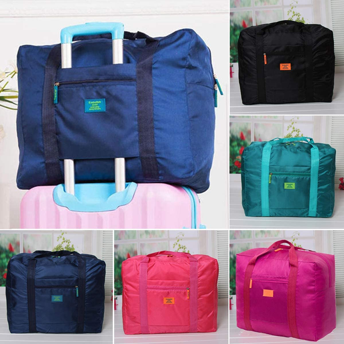 Travel Duffel Bag Lightweight Foldable Travel Bag for Women and Men Waterproof Tote Carry On Luggage Bag Weekender Overnight Bag (Red)