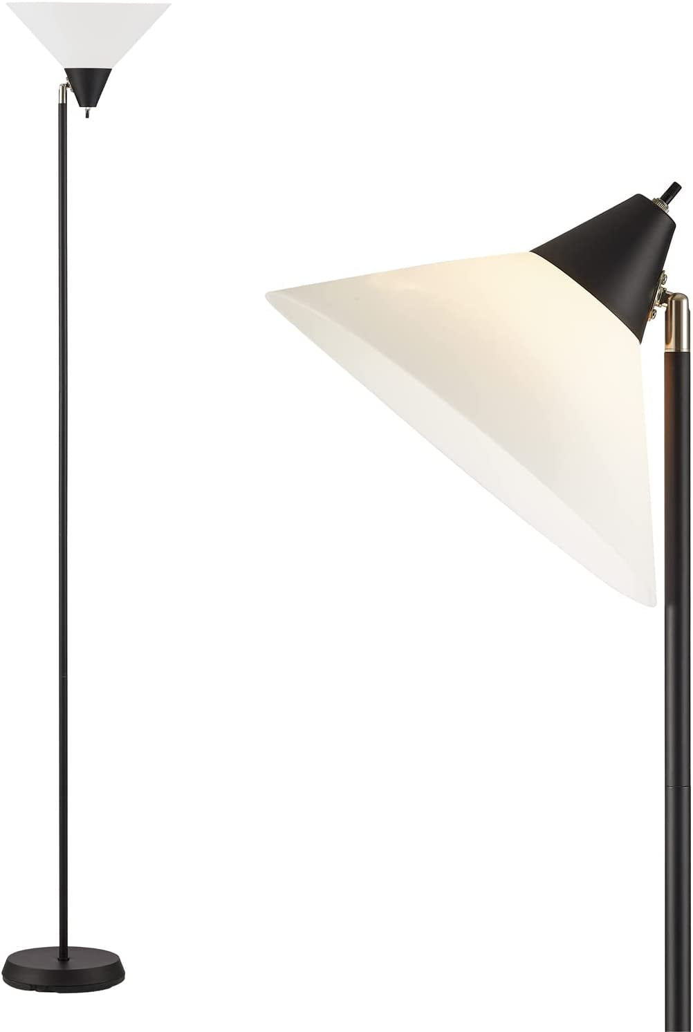 Floor Lamp With Adjustable Head And Arcylic Shade 
