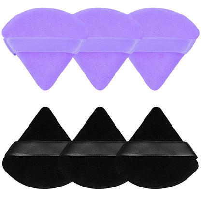 6 Pieces Powder Puff Face Soft Triangle Makeup Puff for Loose Powder Body Powder, Wedge Shape Velour Cosmetic Sponge for Contouring, Under Eyes and Corners, Beauty Makeup Tools