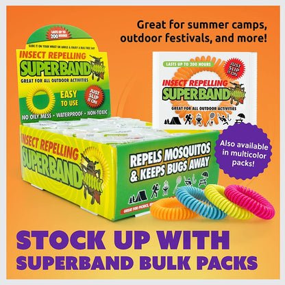 Superband Premium Insect Repellent Bracelet: Assorted Colors (10)