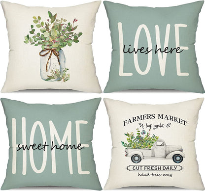 Set of 4 Farmhouse Pillow Covers 