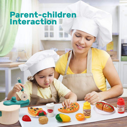 40PCS Kids Kitchen Pretend Play Toys Cooking Set with Pots and Pans Cookware Cutting Play Food Great Gift for Toddles Infant Boys Girls Play Inside