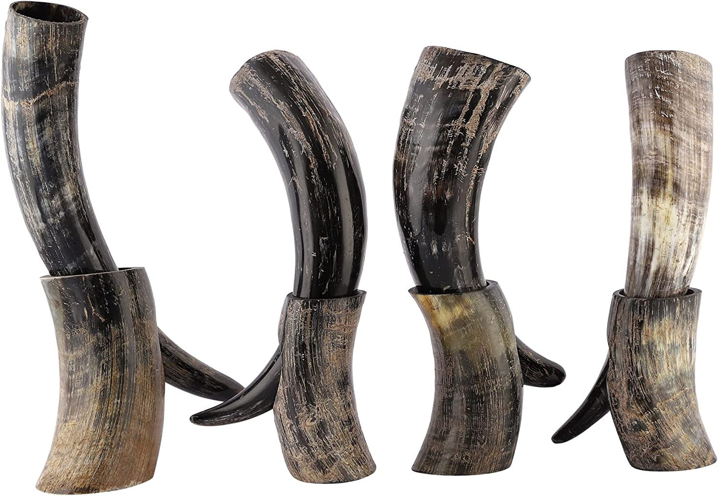 Viking Drinking Horn Mug | Handmade Drinking Horn with Mjolnir Engraved Tankard | Food Safe Medieval Game of Thrones Horn | For Hot & Cold Drink (1 Piece)