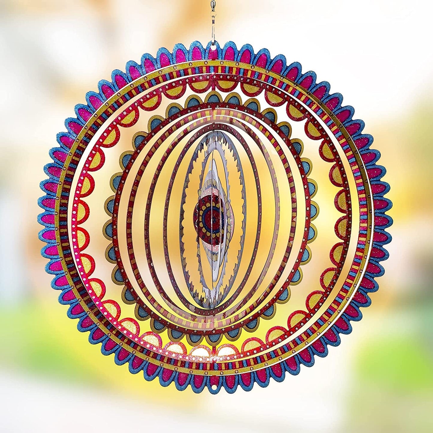  Kinetic Wind Spinner for Yard and Garden Wind Spinner Outdoor Metal Large Hanging Plantary Decor 3D Garden Art Wind Sculpture Spinners Kinetic Art Garden Decorations