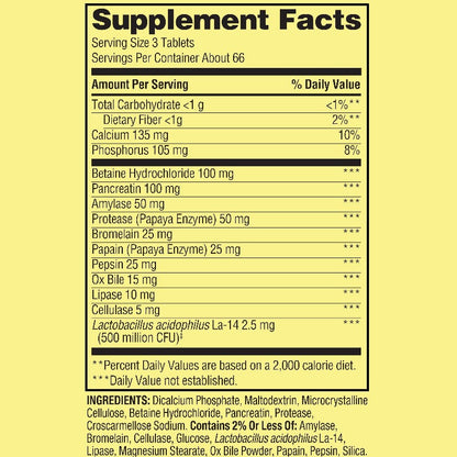 Probiotic Multi-Enzyme Digestive Formula Tablets, 200 Count