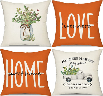 Set of 4 Farmhouse Pillow Covers 