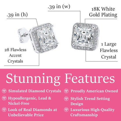 18K White Gold CZ Stud Earrings