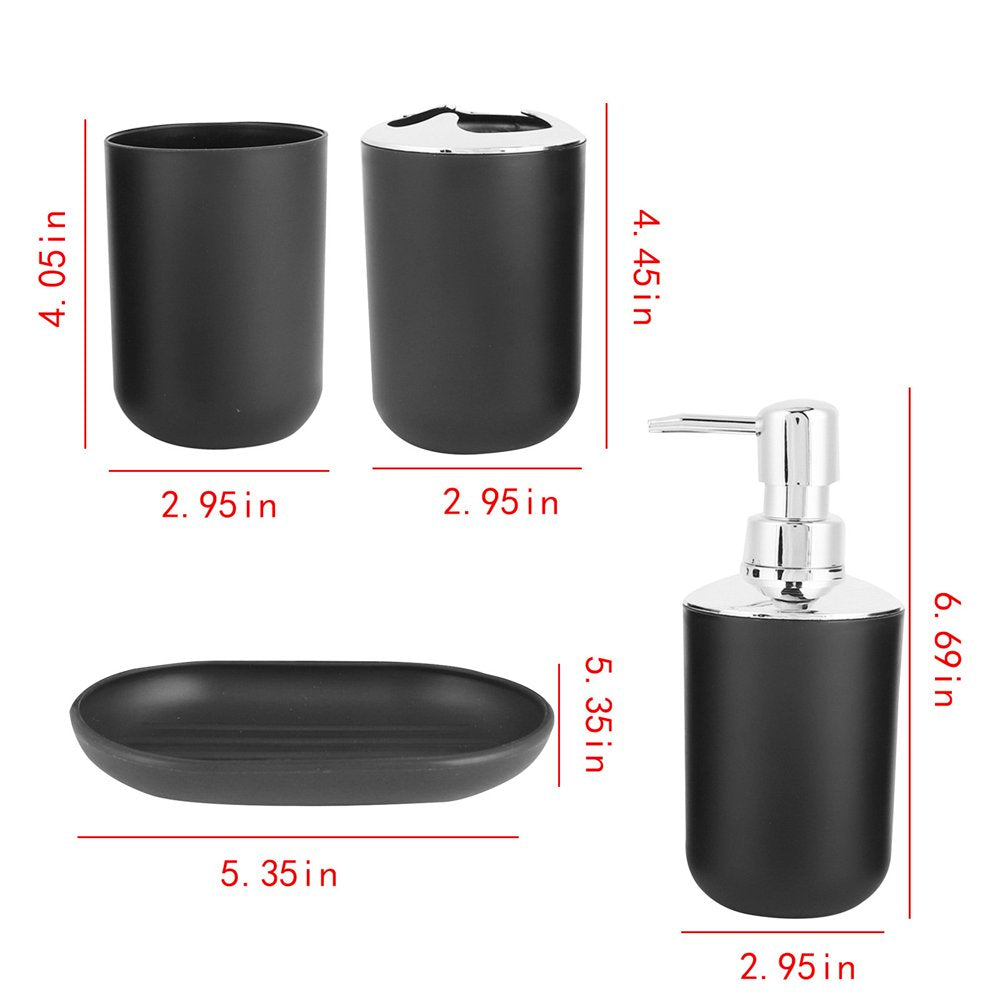  4 Piece Bathroom Accessory Set with Soap Dispenser Pump, Toothbrush Holder, Tumbler and Soap Dish