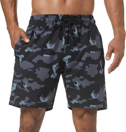  Mens Swim Trunks Quick Dry Board Shorts with Zipper Pockets Bathing Suit