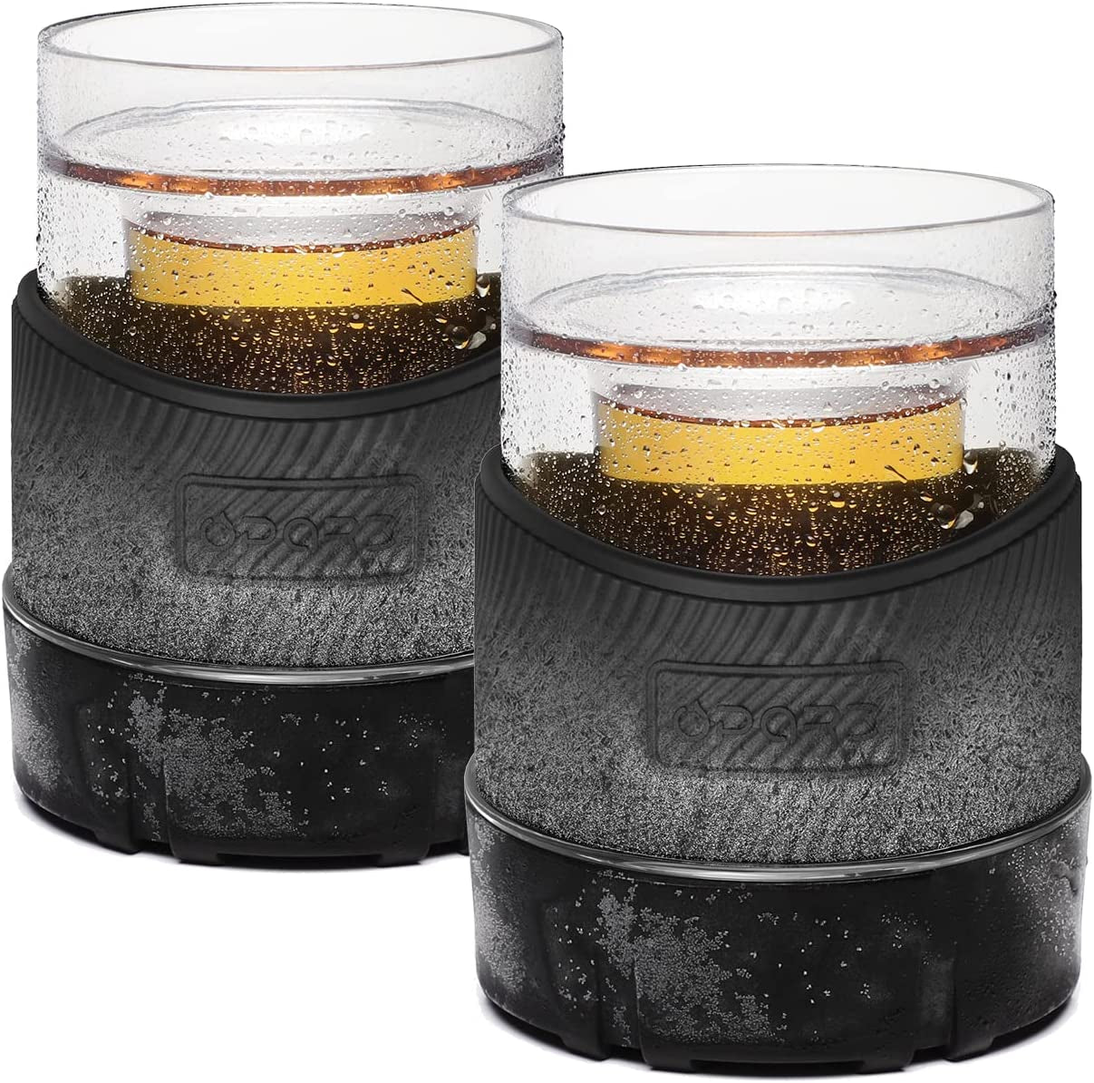  5oz Cooling Cups Double Wall Plastic Insulated Freezable Whiskey Glasses Drink Chilling Tumbler Set of 2 for Whiskey, Wine, Cocktails, Juice