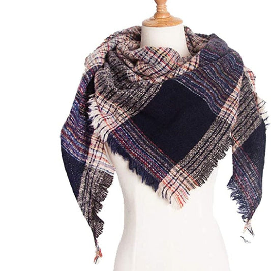 Women's Warm Scarf Triangle Plaid Shawl