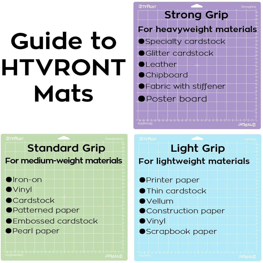 3 Pack Cutting Mat 12X12(Standardgrip,Lightgrip,Stronggrip,Fabricgrip) for Cricut Explore Air 2/Air/One,Variety Adhesive Sticky Cutting Mats Accessories for Cricut