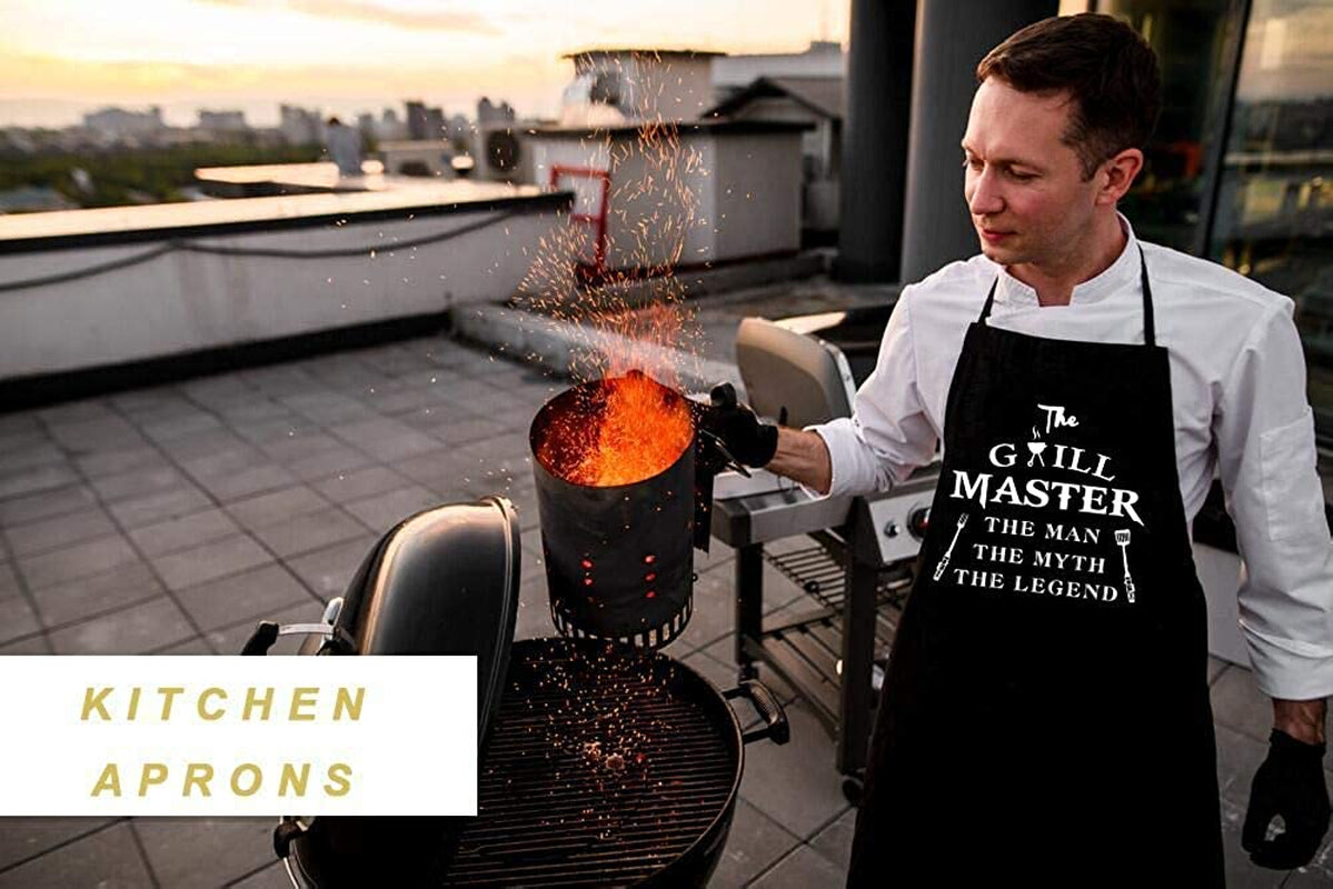 Funny BBQ Black Adjustable Kitchen Cooking Chef Aprons for Men…
