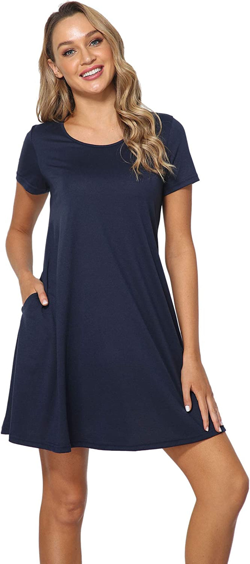 Qurvoo Women's Short Summer Casual Dress Floral Tank Sleeveless/Short Sleeve Dress with Pockets