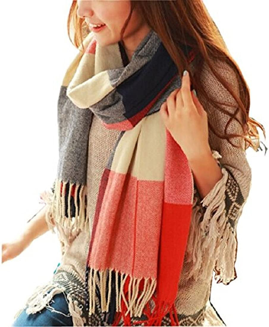  Women's Plaid Warm Shawl Scarf 