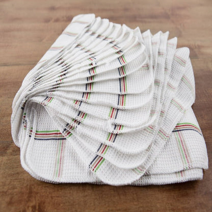 18 Pack Plaid Waffle Dishcloths Multi-Colored