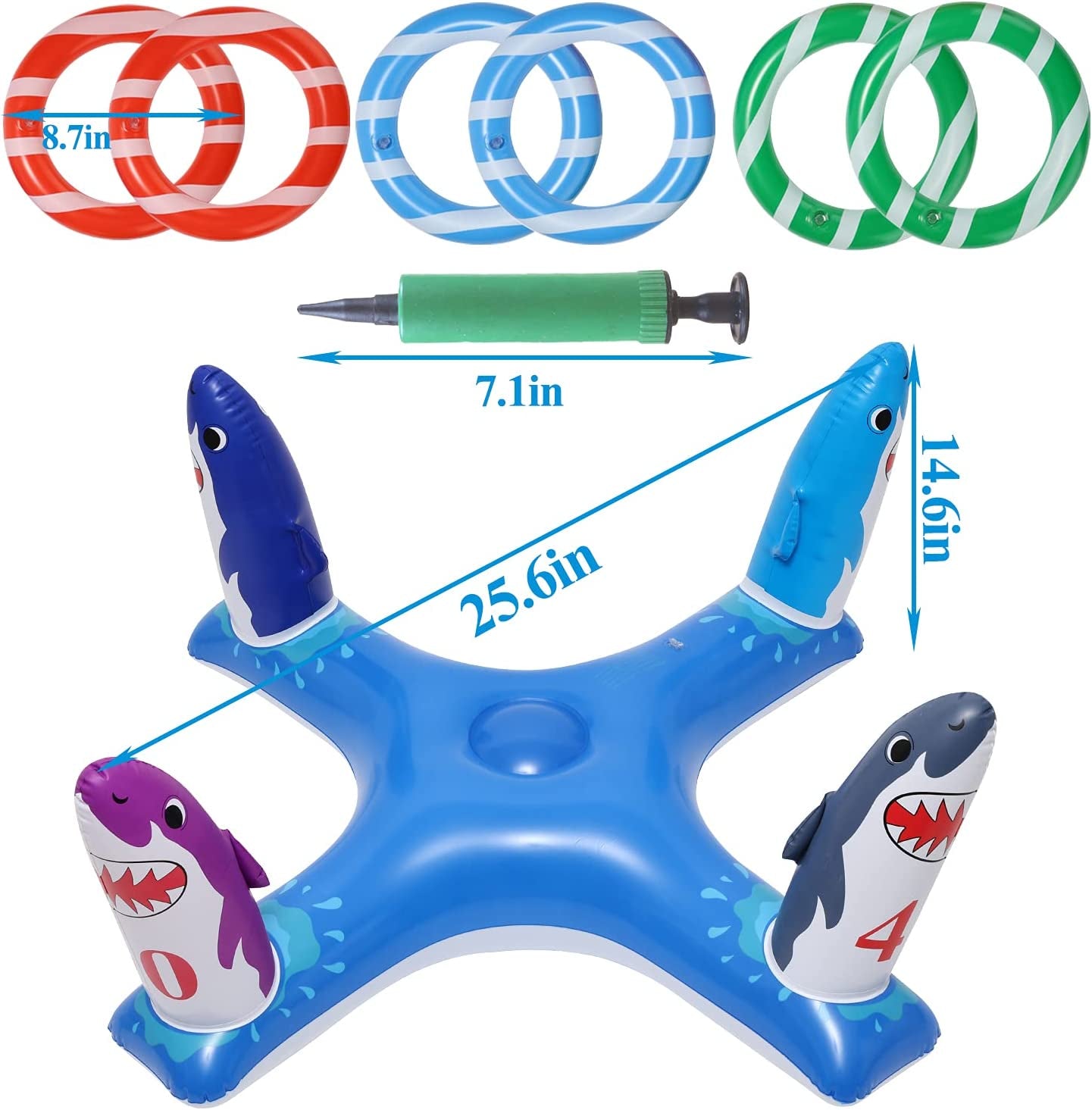  Inflatable Pool Ring Toss, Pool Toys for Kids with 6pcs Rings, Swimming Pool Games for Adults and Family