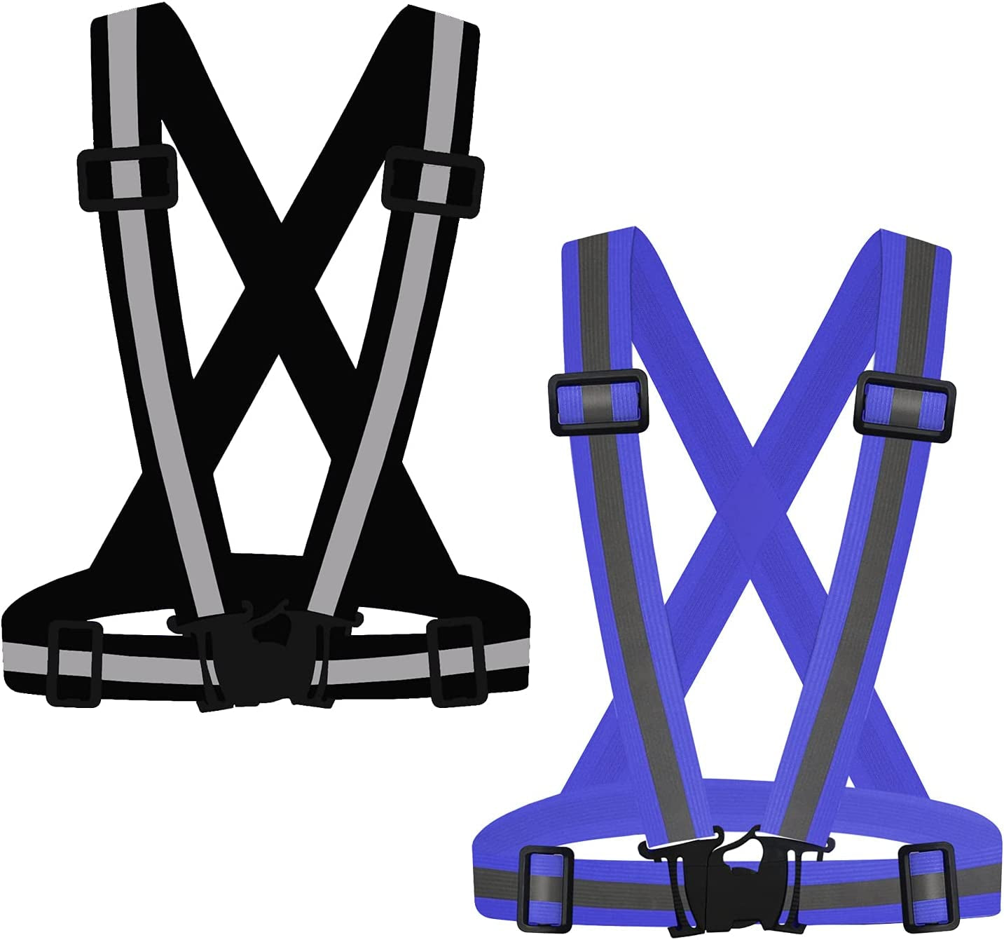  Running Reflective Vest Gear 2Pack, High Visible Reflective Running Vest Adjustable Safety VES for Night Outdoor Running Cycling Motorcycle Dog Walk Jogging