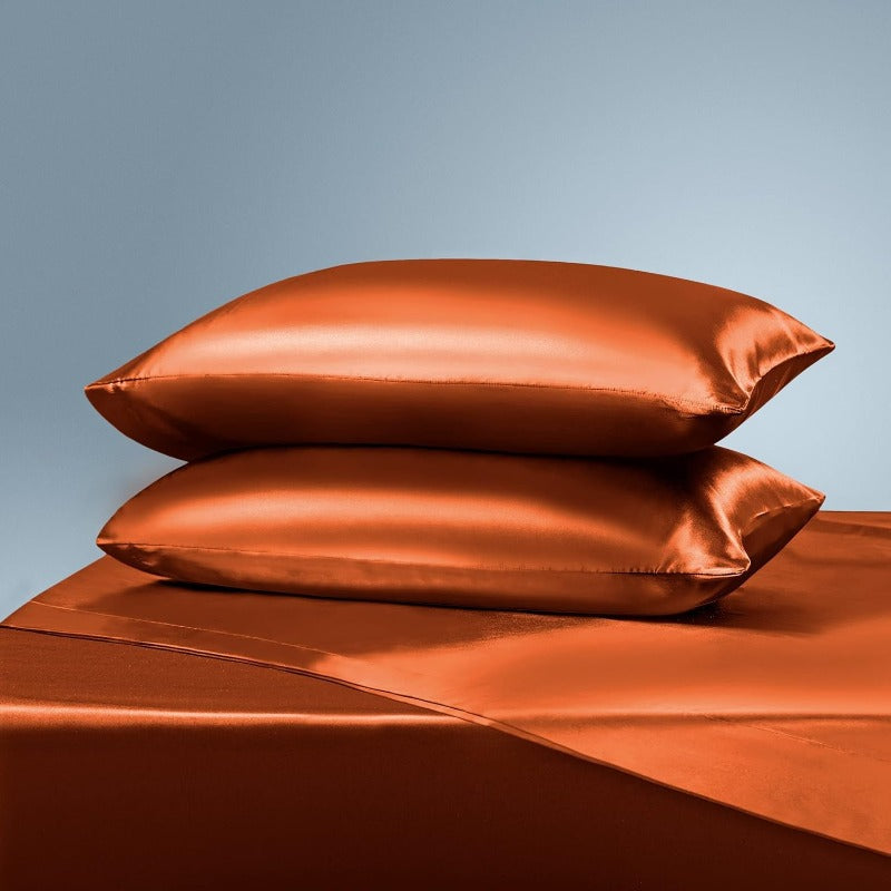 Soft Silky Satin Sheets Set, Luxury Bedding Sheet Set(1 Satin Fitted Sheet, 1 Satin Flat Sheet, 2 Satin Pillow Cases(Twin/1Pillow Case)