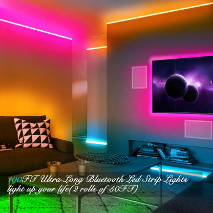 LED Strip Lights with App Control Remote, 12V 5050 RGB, Music Sync Color Changing Lights