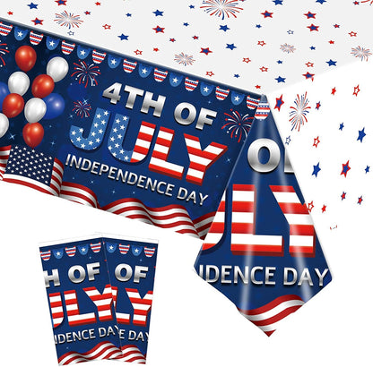  Patriotic Tablecloth, 2 Pack American Flag Tablecloths Disposable 4th of July Tablecloth, Independence Day Table Cover Fourth of July Table Cloth Patriotic Decorations Party Supplies, 54" x 108"
