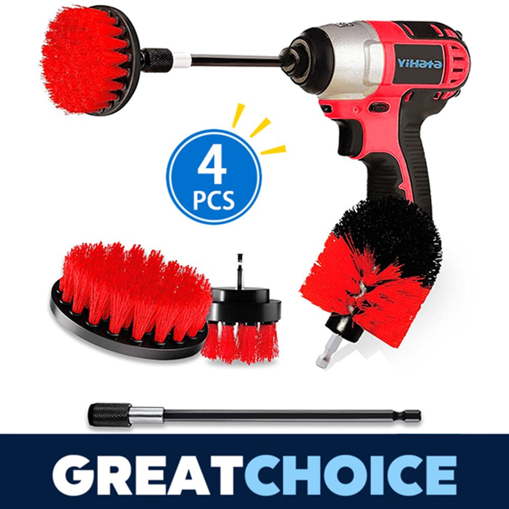 4 PCS Drill Brush Attachment Set - Power Scrubber Drill Cleaning Brush Kit