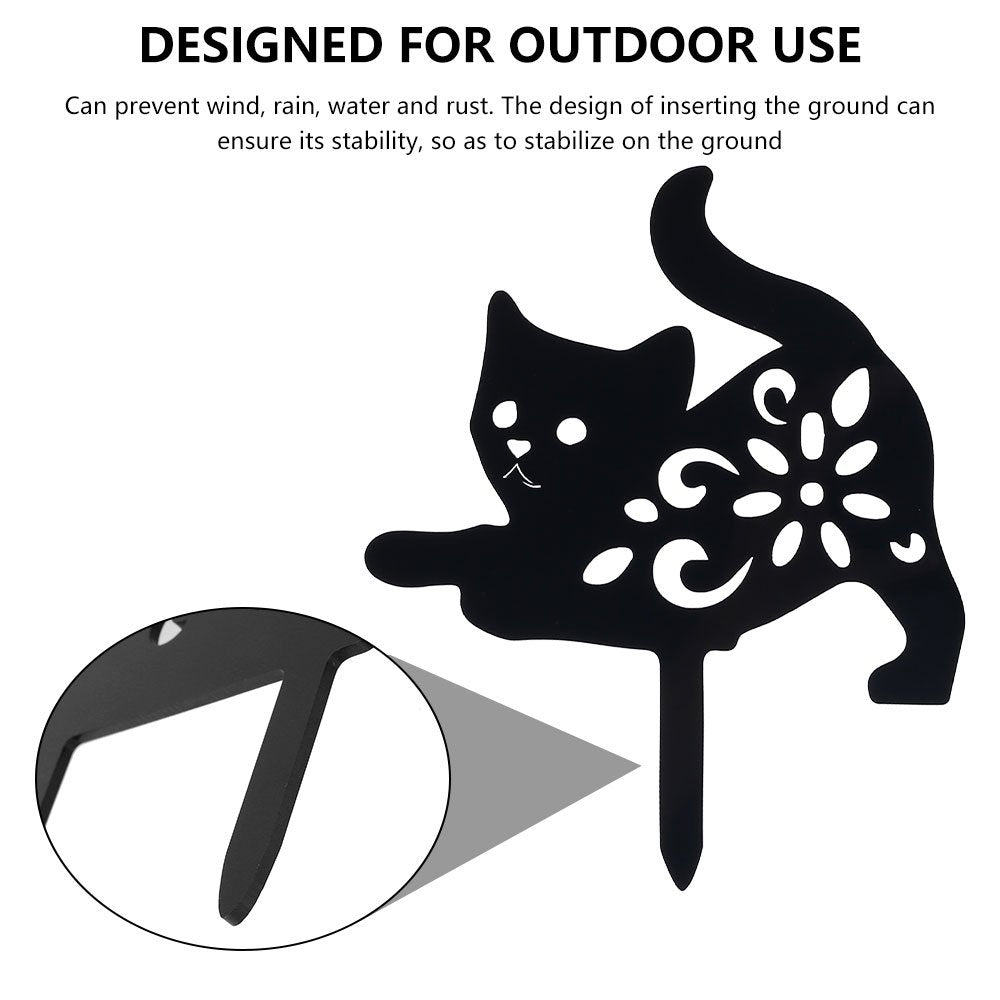 3 Pack Black Cat Silhouette Garden Statues 