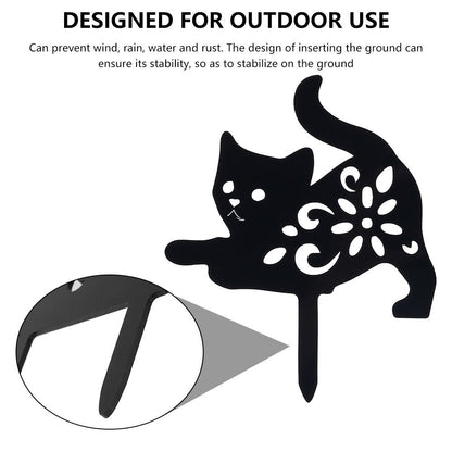 3 Pack Black Cat Silhouette Garden Statues 
