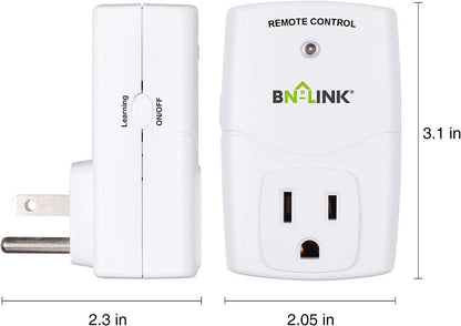 Wireless Remote Control Outlet Switch Power Plug in for Household Appliances, Wireless Remote Light Switches (2 Remotes + 5 Outlets)