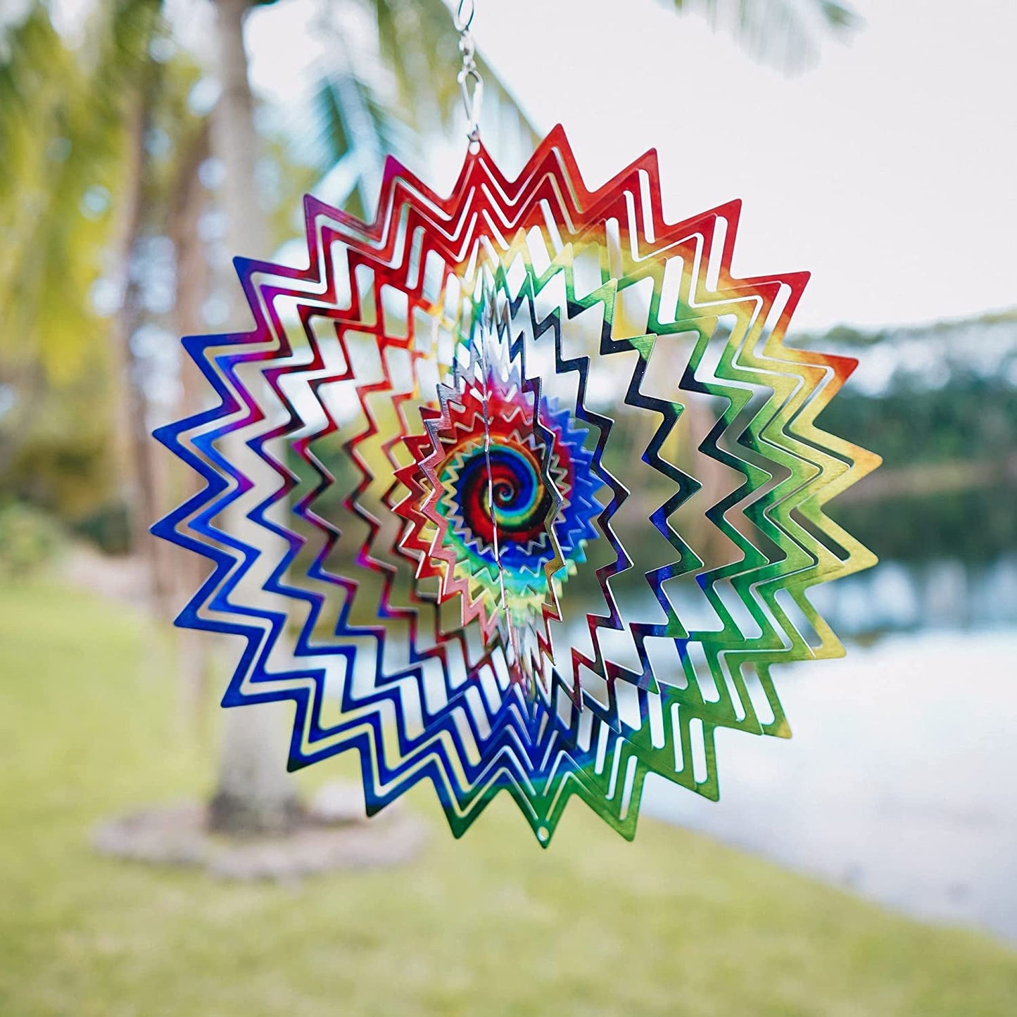  Kinetic Wind Spinner for Yard and Garden Wind Spinner Outdoor Metal Large Hanging Plantary Decor 3D Garden Art Wind Sculpture Spinners Kinetic Art Garden Decorations