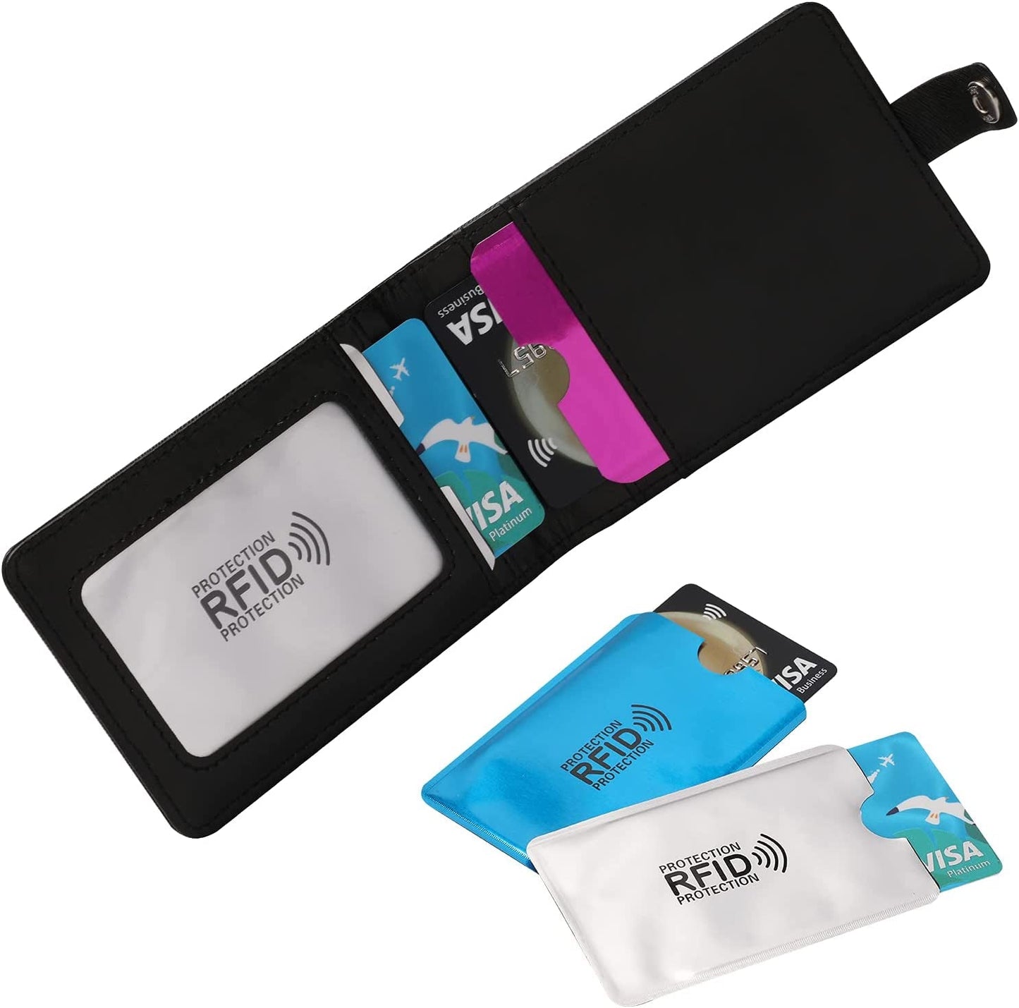  28 RFID Blocking Sleeves (24 Credit Card Protector Holders in 12 Colors & 4 Passport Protectors)