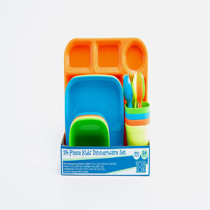 24 Piece Plastic Square Blue Dinnerware Set (Service for 4)