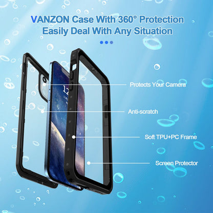 Iphone 12Pro Max Case with Lanyard Built-In Screen Protector 360° Protection Dustproof Waterproof