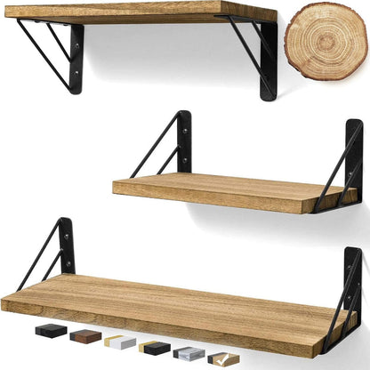 Wall Mounted Floating Shelves for Storage and Decor, Rustic Wood Shelves for Any Room