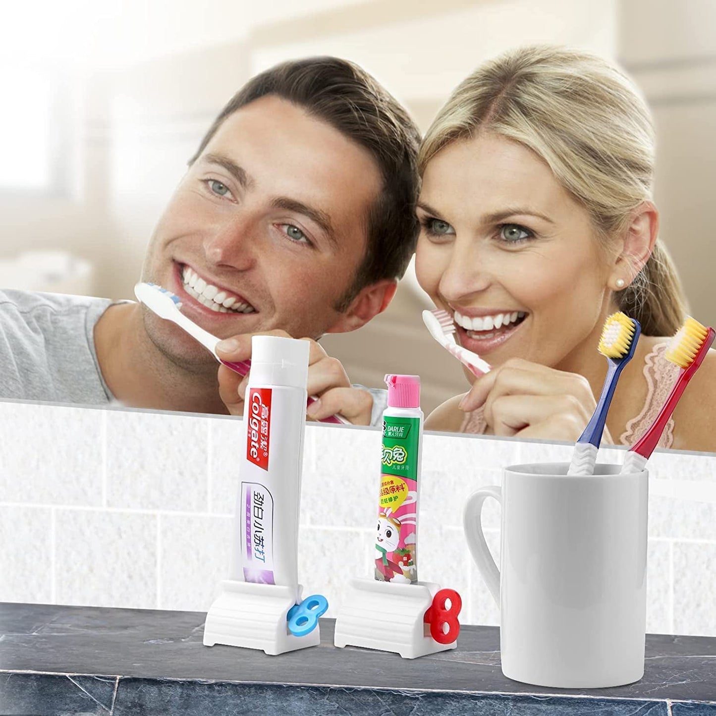 Rolling Tube Toothpaste Squeezer(4 Blue）