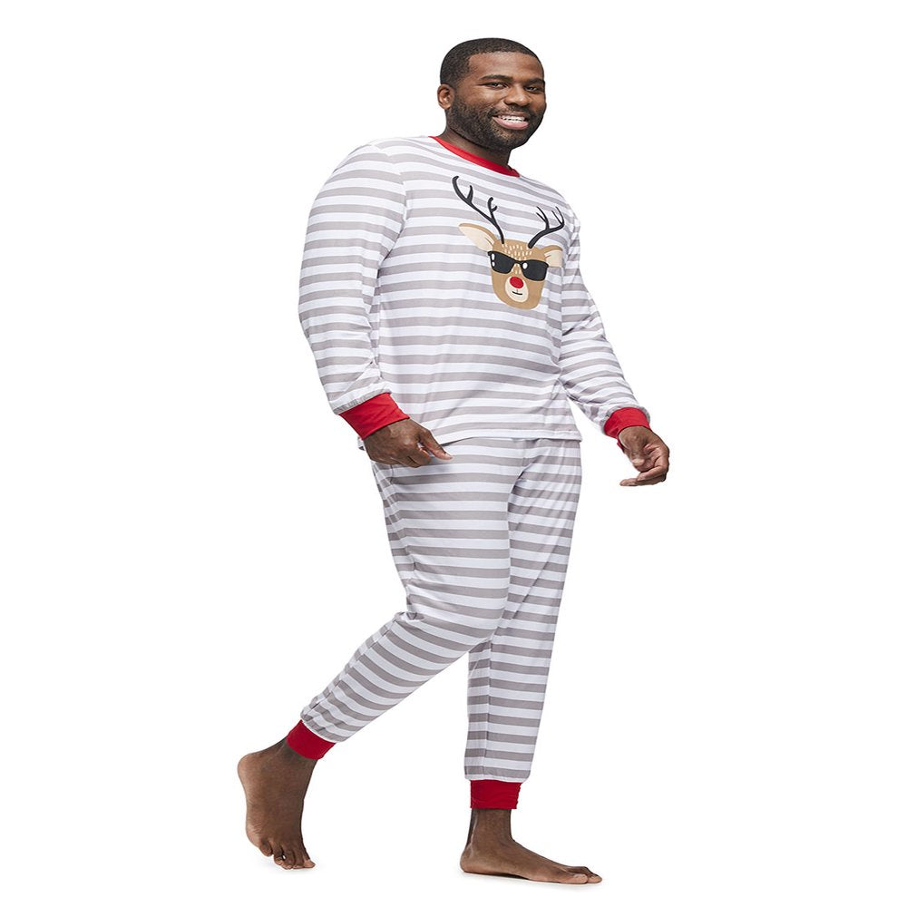  Striped Deer Matching Family Christmas Pajama Set