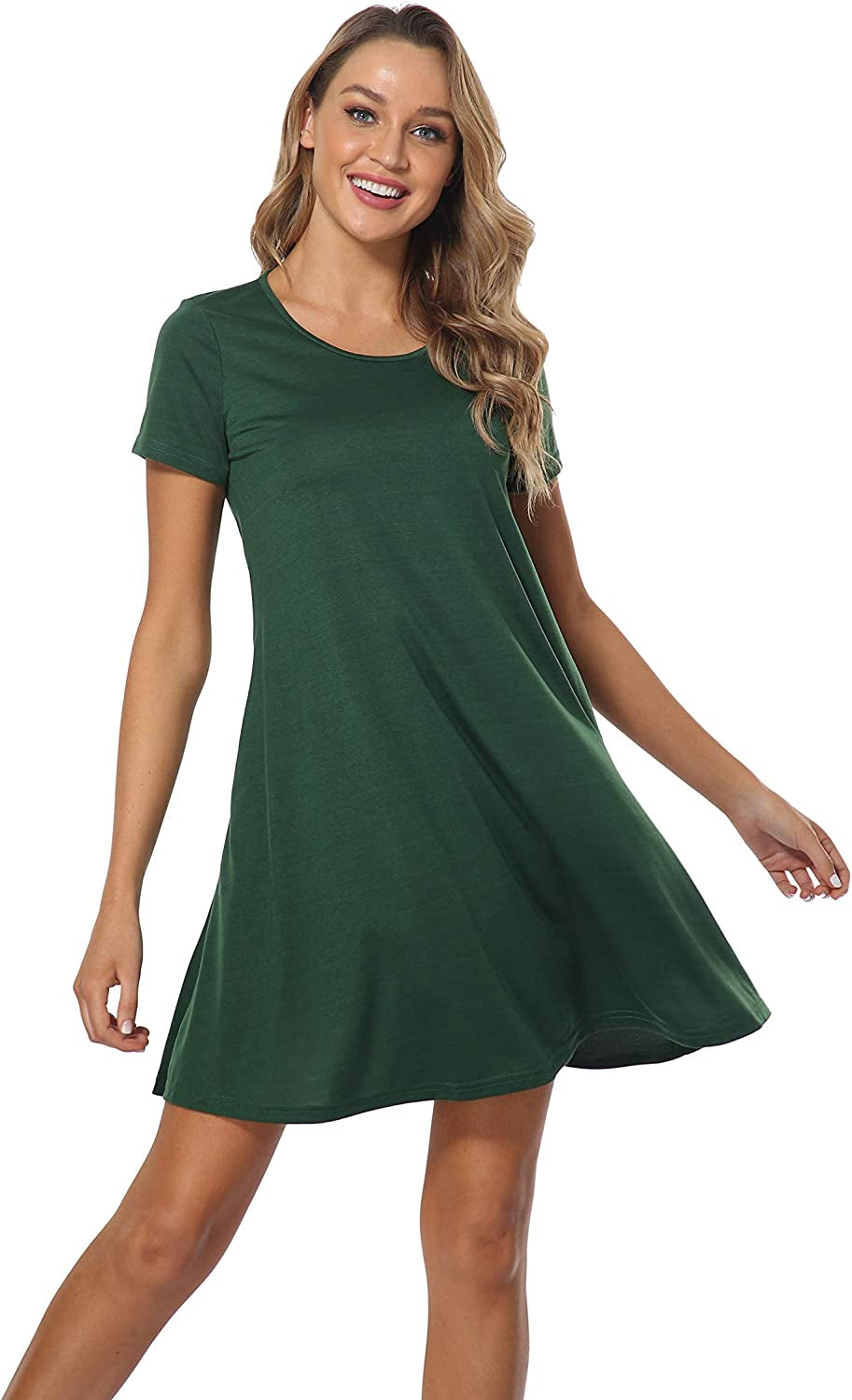 Qurvoo Women's Short Summer Casual Dress Floral Tank Sleeveless/Short Sleeve Dress with Pockets