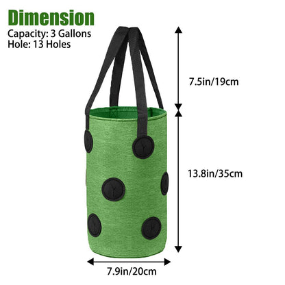 2Pcs Strawberry Grow Bags, 13 Holes Upside-Down Hanging Planters for Tomato, Chili, Pepper, and Vegetable, Green