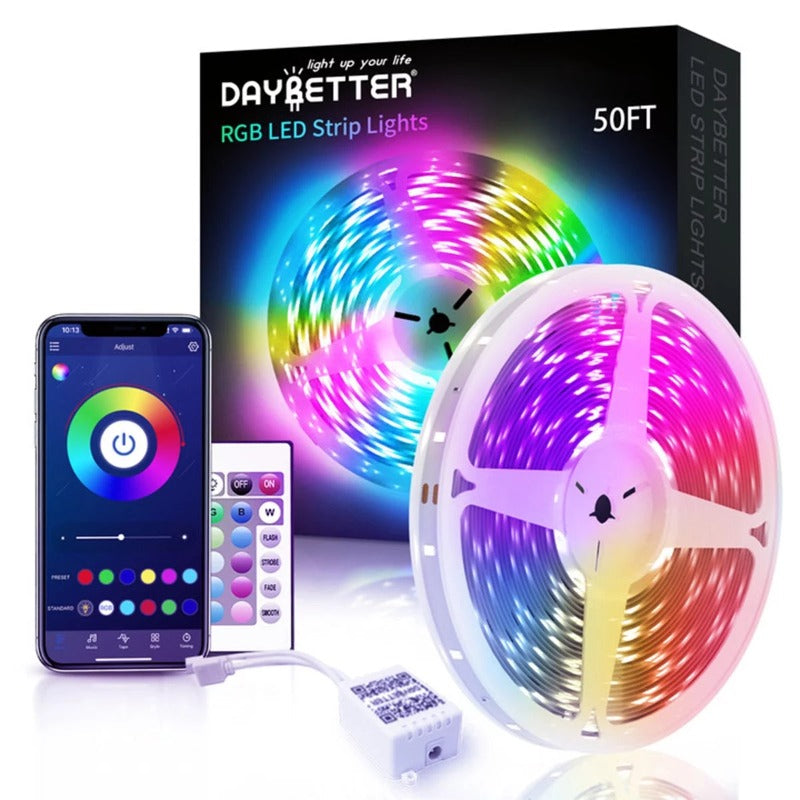 LED Strip Lights with App Control Remote, 12V 5050 RGB, Music Sync Color Changing Lights