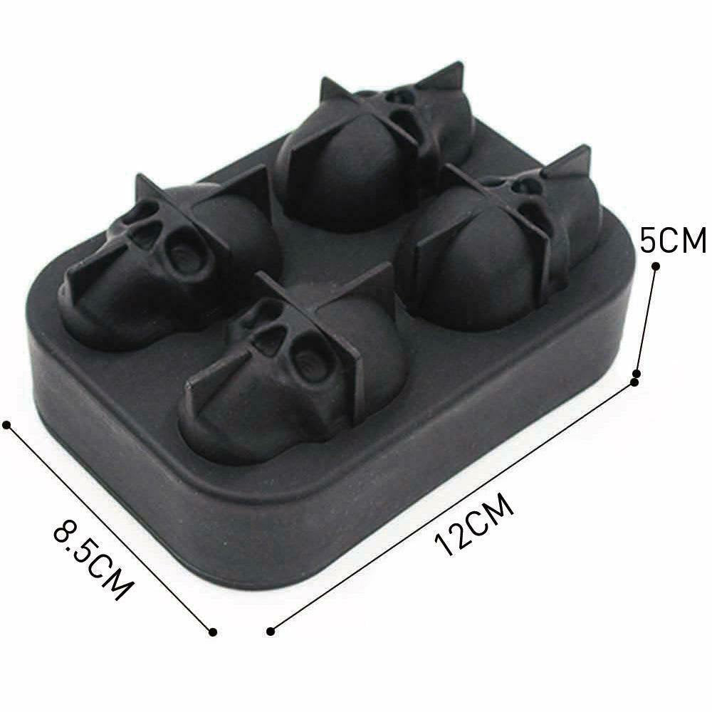 Silicone 3D Skull ICE Cube Tray Maker round Ball Sphere Mold Whiskey Cocktails - New