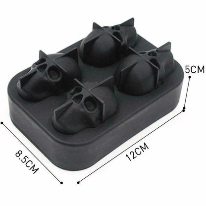 Silicone 3D Skull ICE Cube Tray Maker round Ball Sphere Mold Whiskey Cocktails - New