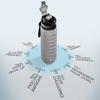  Motivational Water Bottle with Time Marker, 32 oz Water Bottle, Sports Water Bottle with Spout, Achieve All-Day Hydration SpillProof, BPA FREE