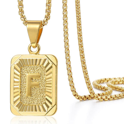 Gold Filled A-Z Initial Necklace - Pendant & Box Chain - 22"